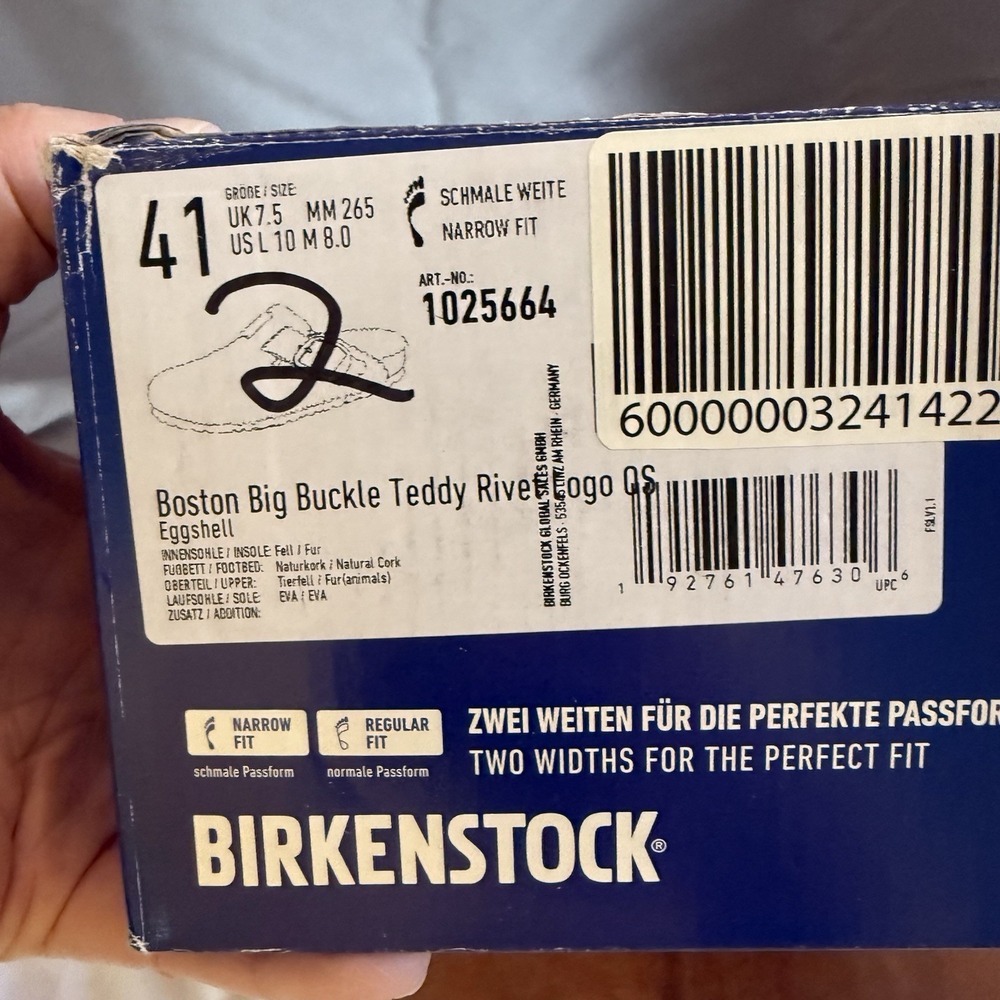Birkenstock BOSTON BIG BUCKLE TEDDY Rivet Logo OS Eggshell EU41/M9/W11 Narrow - Picture 15 of 15